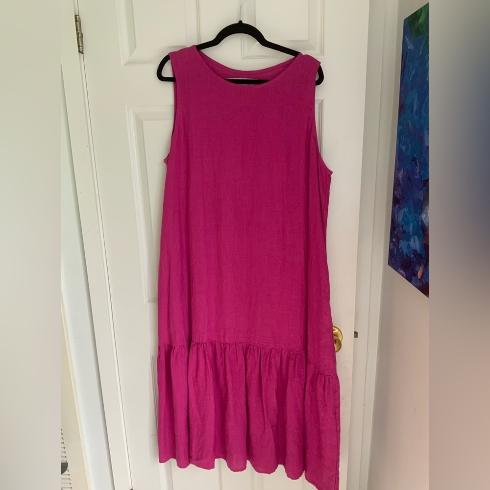 NotPERFECTLINEN Patna dress in Magenta